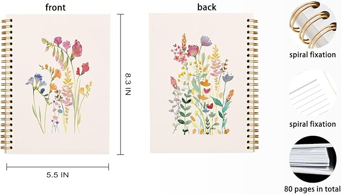 JWVK Vintage Wild Flower Botanical Plant Hardcover Spiral Notebook 5.5x8.3 - Image 4