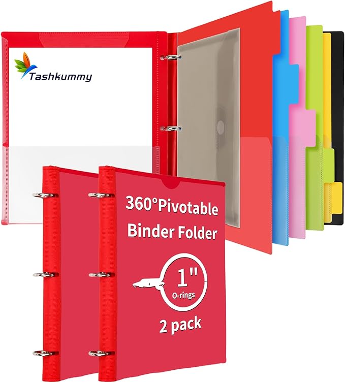 Tashkummy 360 Pivotable Project Organizer, 2 Pack 3 Ring Binder by 360%C2%B0PivotableBinderNotebook