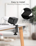 Desk Clamp Power Strip 10ft Flat Plug Extension Cord - Image 4