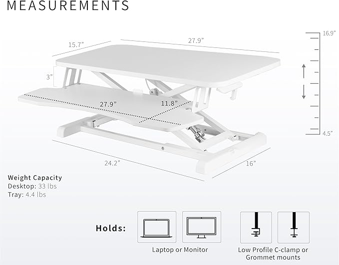 VIVO 28 inch Desk Converter, K Series, Height Adjustable Sit to Stand Riser - Image 3