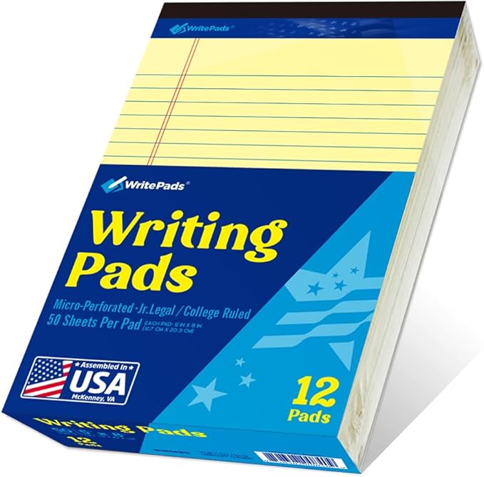 WritePads Legal note pads 5"x8" Legal Pads, College Ruled, Canary Paper by WritePads