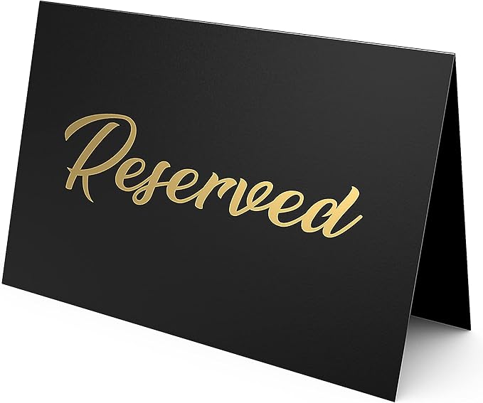 10 Pack Black Reserved Table Signs by Iricus