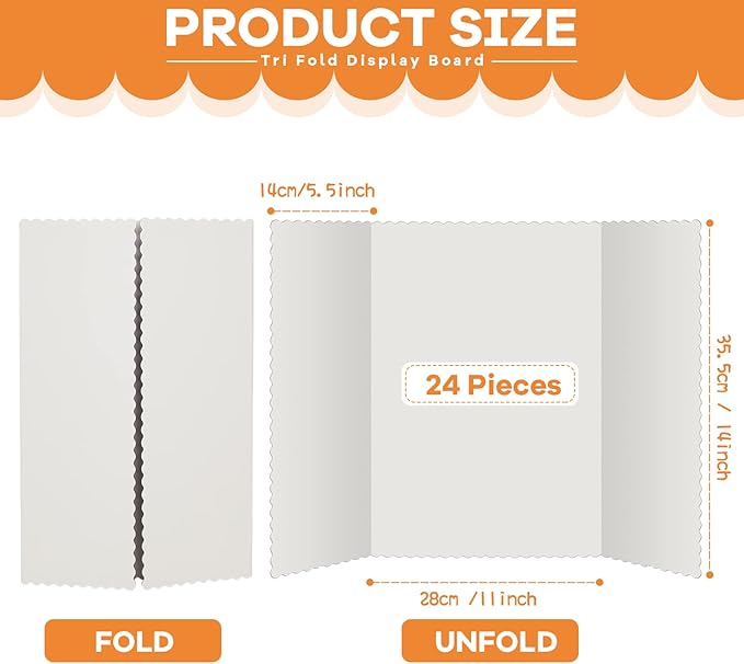 Ctosree 24 Pcs 14 * 22 Inch Tri Fold Poster Board Bulk, Science Fair Project - Image 2