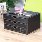 RHCSZ High-end PU Leather Desk Organizer File Cabinet Executive Office Supplies - Image 2