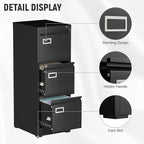 Lockable Vertical Metal File Cabinet 3 Drawer, Steel Filing Cabinet - Image 6