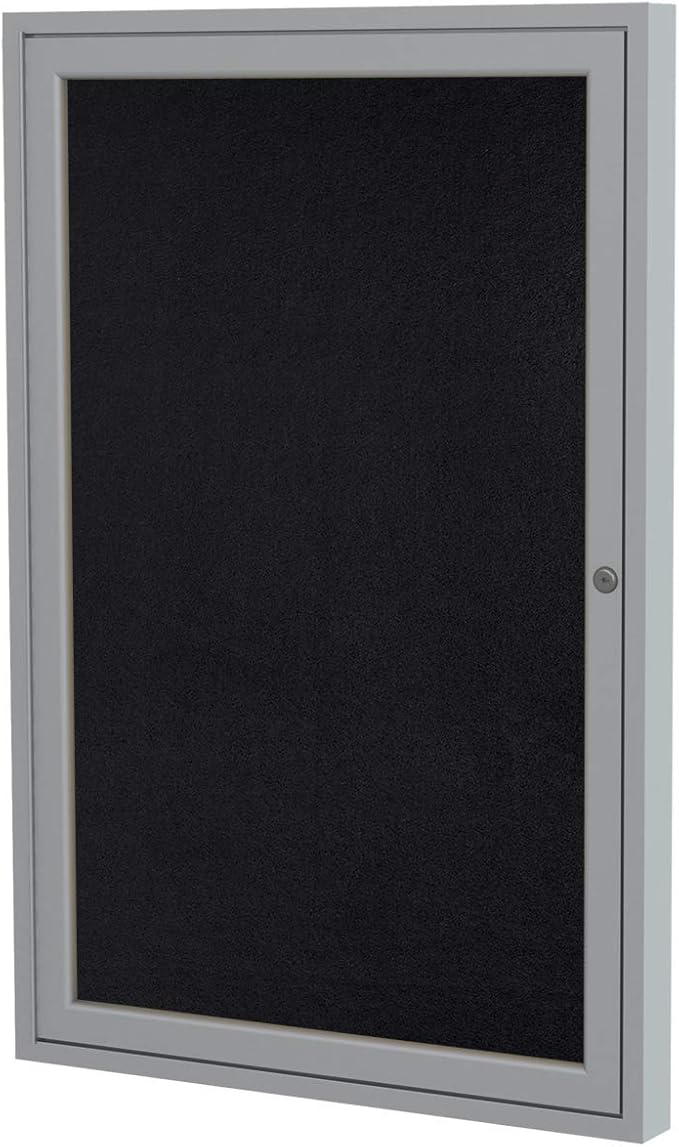 Ghent 36"x24" 1-Door indoor Enclosed Recycled Rubber Bulletin Board, Shatter by Ghent