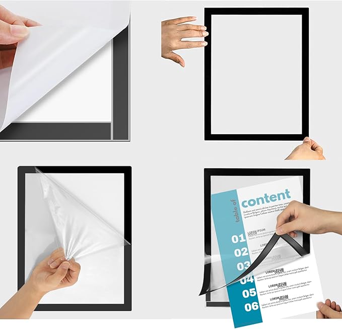 JIUYE 3Pcs Self Adhesive Magnetic Sign Holder 8.5 x 11 inches, Wall Mount - Image 7