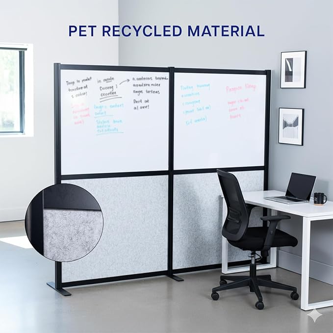 VIVO Modular Wall System, 2 PET and Whiteboard Panels, Professional Office - Image 7