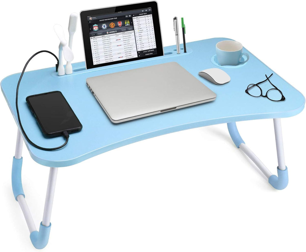 Slendor Foldable Lap Desk with Cup Holder for Bed, Couch, Floor