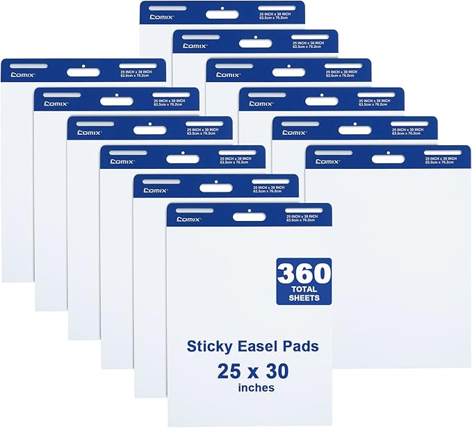 Comix Sticky Easel Pad, 25 x 30 Inches Flip Chart Paper by Comix