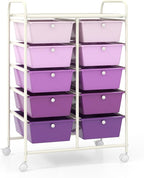 LDAILY 10 Drawer Rolling Cart, Storage Cart Organizer on Wheels, Drawer Cart by LDAILY