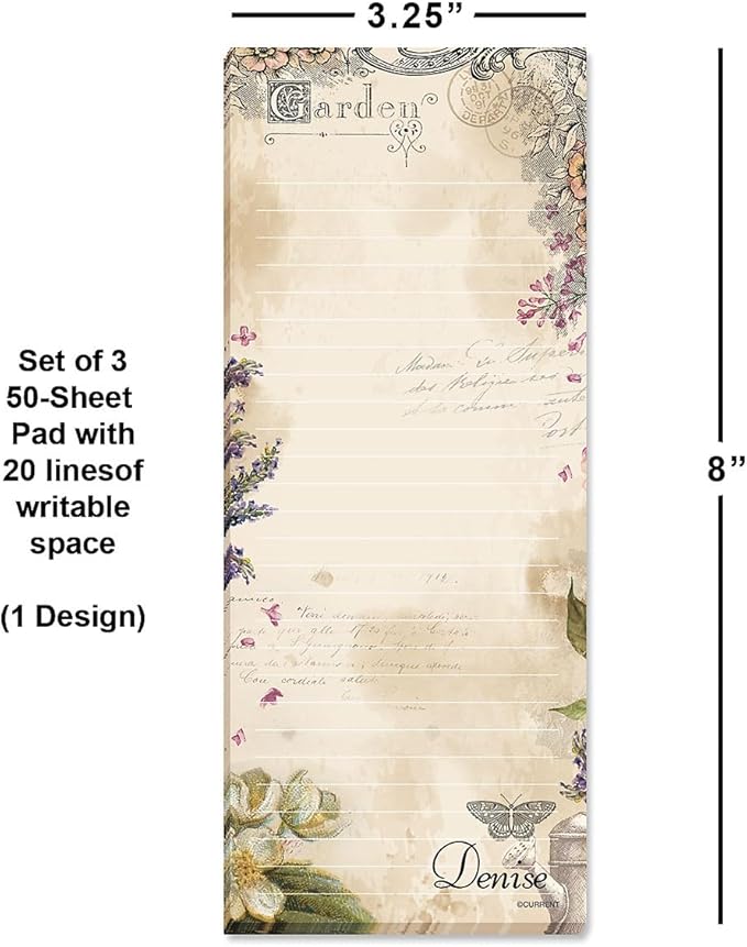 Provincial Garden Lined Personalized Shopping List Pad Set of 3, 50-Sheet Pads - Image 3
