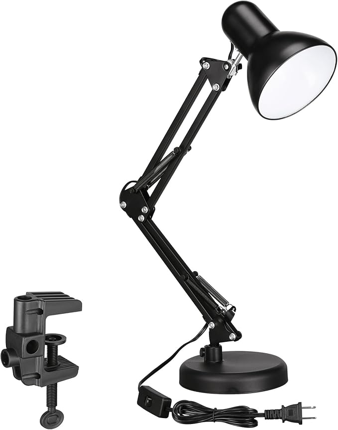 TORCHSTAR Metal Desk Lamp with Clamp, Swing Arm, Architect Adjustable Gooseneck by TORCHSTAR