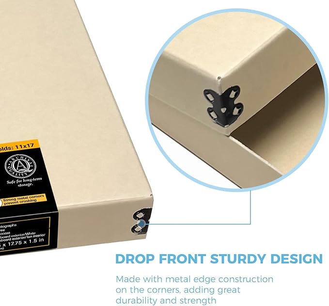 Lineco Museum Archival Storage Box, 11.75x17.75x1.5 in. Drop Front Design. - Image 5