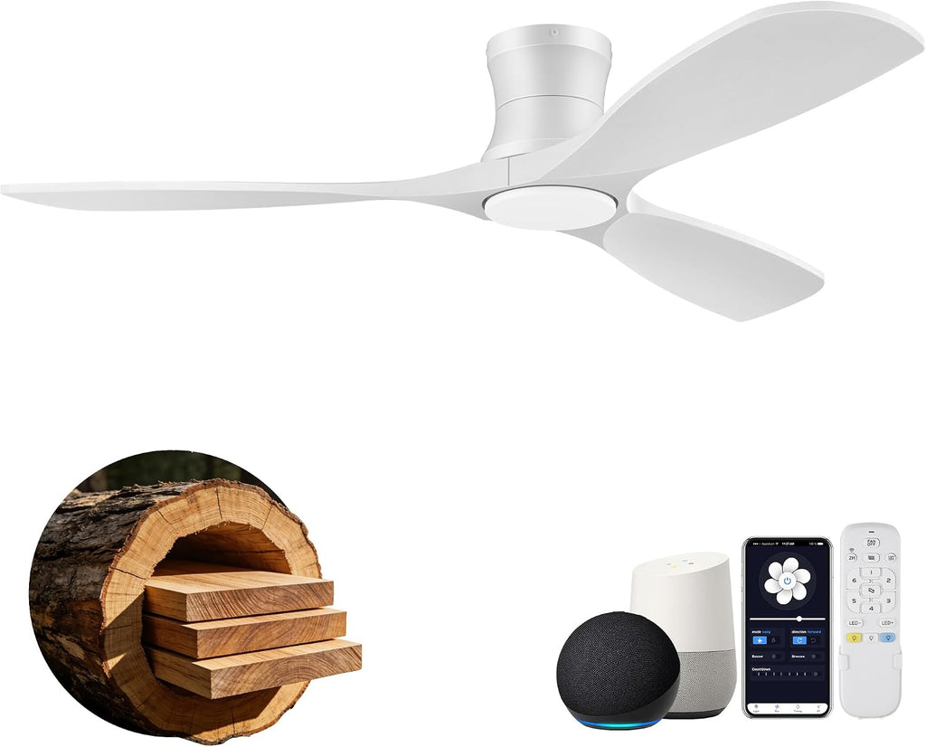 52” smart low profile ceiling fans with light, main product view