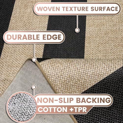 washable 2x6 striped modern easy jute runner indoor, side view