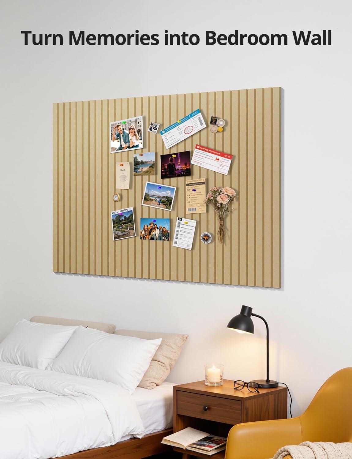 Kuchoow Large Felt Bulletin Board Cork Tiles for Wall Office Decor Brown Memo...