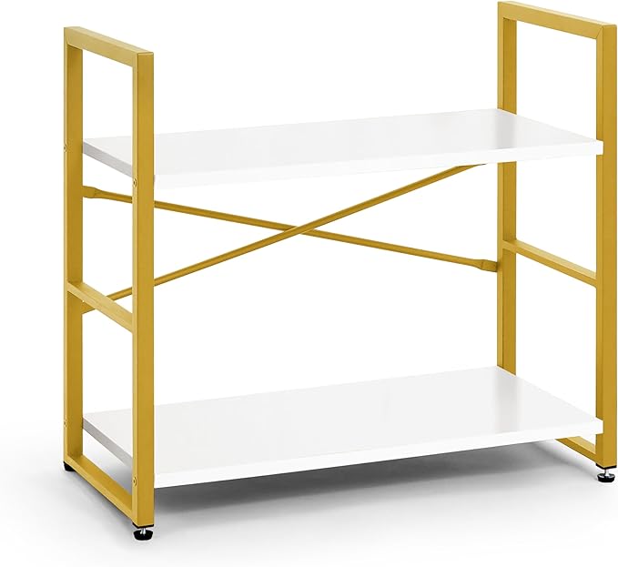 CAPHAUS 2 Tier Small Bookshelf, 24 Inch Width Free Standing Shelf, Bookcase - Image 8