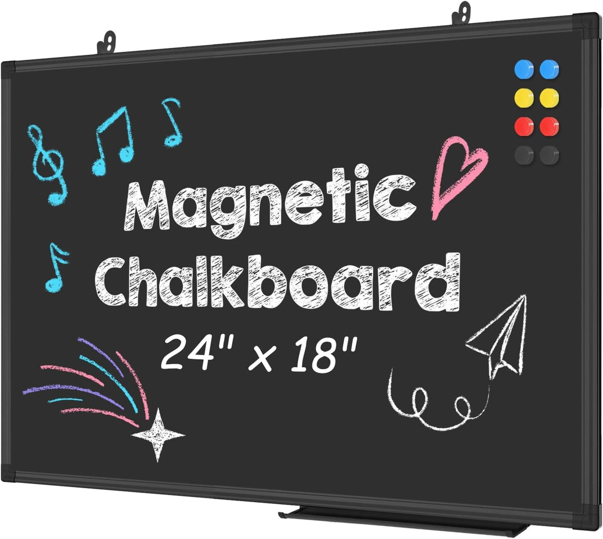 Lockways Magnetic 24 x 18 Inch Blackboard, Chalkboard Black Board