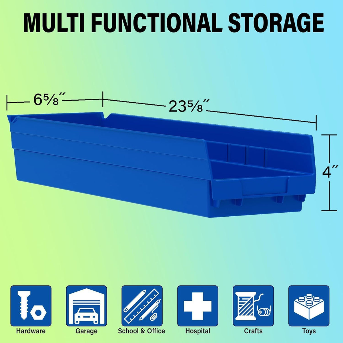 Akro-Mils 30164 Heavy Duty Plastic Shelf Bins, 24"x 6.5"x 4", ...