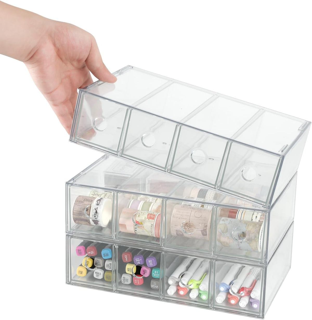 3-Piece Acrylic 12-Drawer Desktop Stacking Organizer