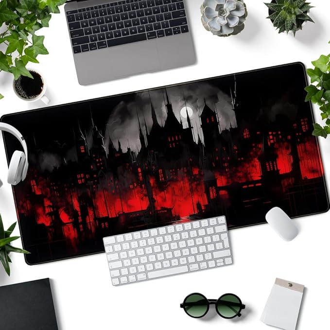 Black Castle Large Mouse Pad Red and Black Mousepad Gaming Playmat Game Mat - Image 2