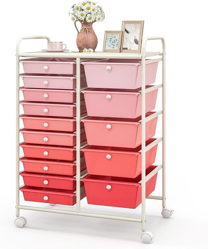 GLACER 15 Drawers Rolling Cart, Storage Cart by GLACERGrowupinhappiness