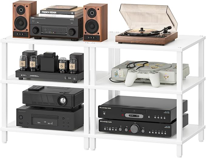 LELELINKY 3-Tier AV Media Player Stand Set of 2, Wooden TV Stand, Game Console by LELELINKY