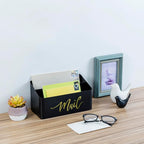 MyGift 2 Slot Modern Matte Black Metal Desktop Mail Sorter - Image 4
