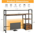Desk Shelf with Drawer, 41.3" Desktop Organizer Shelf, Desk Hutch - Image 3