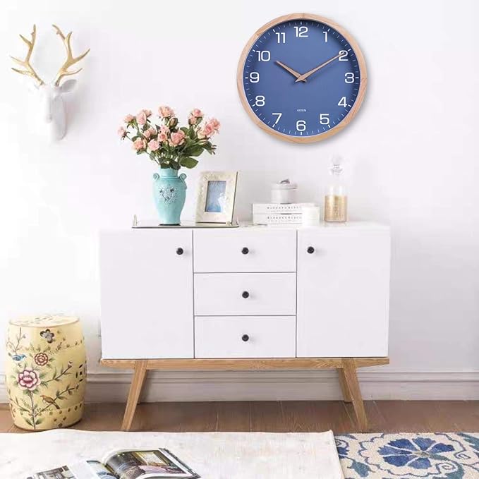 Kesin Wall Clock 12 Inch Silent Non Ticking Wood Wall Clocks Battery Operated - Image 4