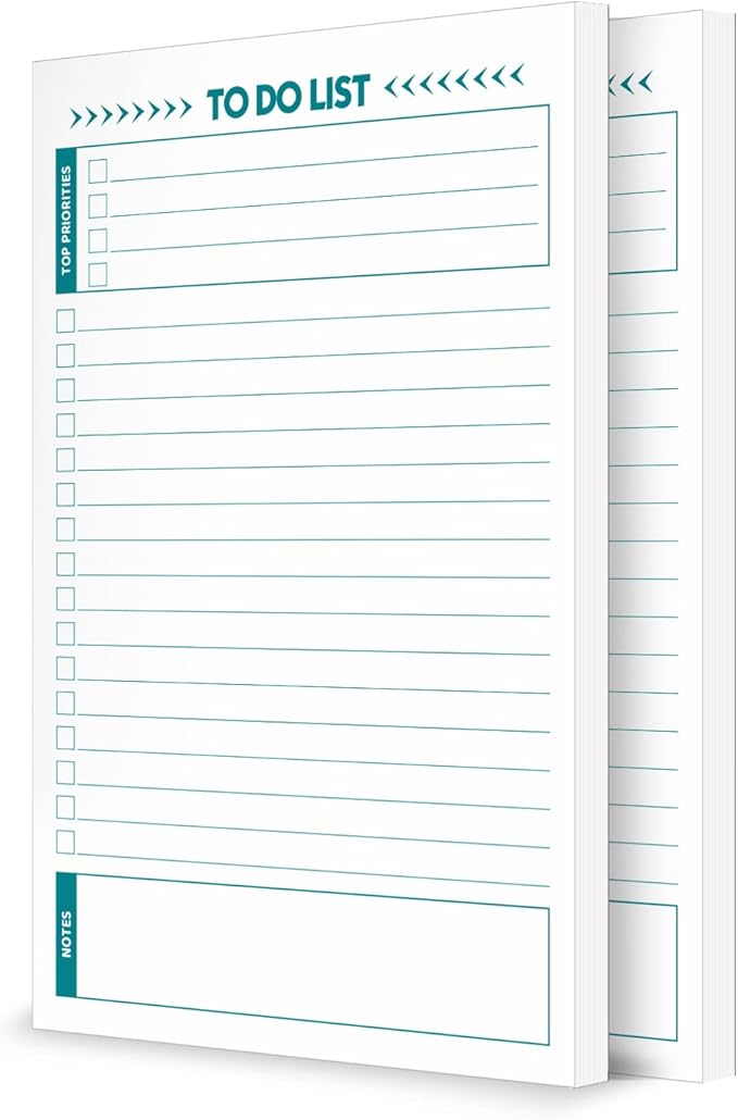 To Do List Notepad – 2 Pads of 50 Sheets, Total of 100 sheets Ruled Planning by NextDayLabels