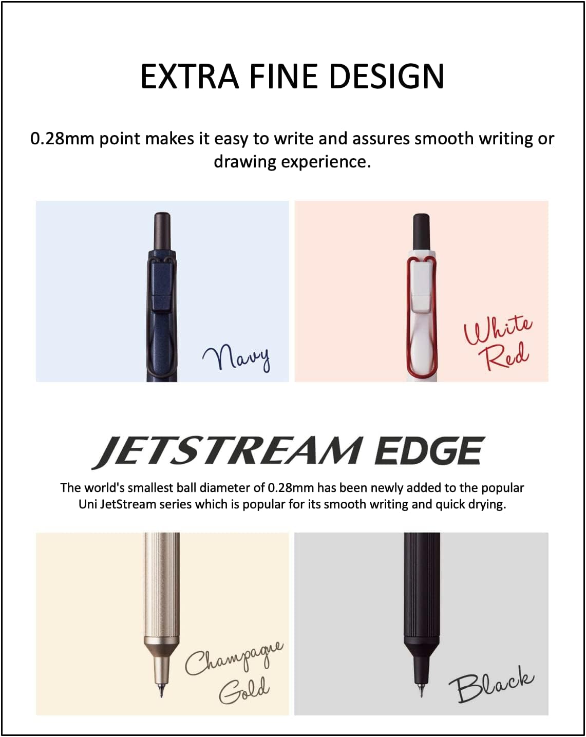 ACEPORTE Uni Jetstream EDGE 0.28mm Oil-based Ballpoint Pen Black Body + 10 Bl...