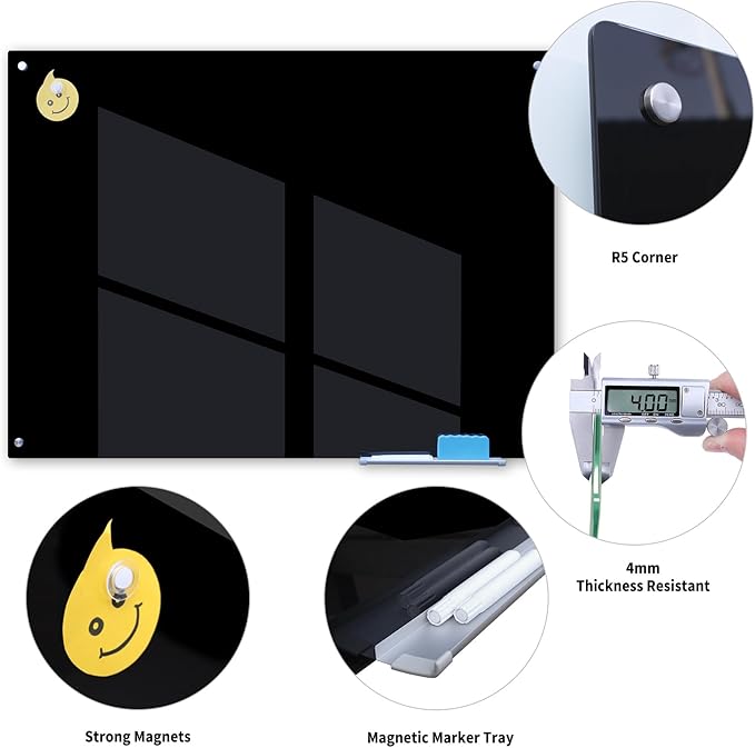 JYYPWB Magnetic Glass Whiteboard 48" x 36" Dry Erase Board Frameless Premium - Image 5
