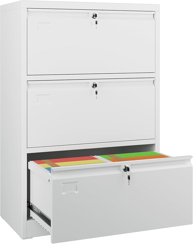 SUXXAN 3 Drawer File Cabinet, Lateral Filing Cabinet by SUXXANFurniture