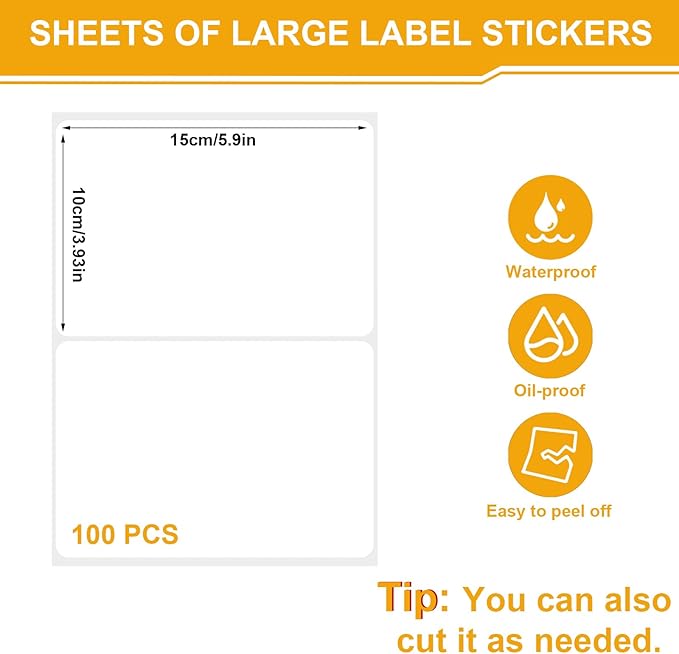 100 Pcs Labels for Storage Bins, 6 x 4 inch Large Label Stickers - Image 2