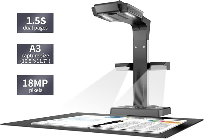 CZUR ET18 Pro Professional Document Scanner, 2nd Gen Auto-Flatten & Deskew Tech - Image 2