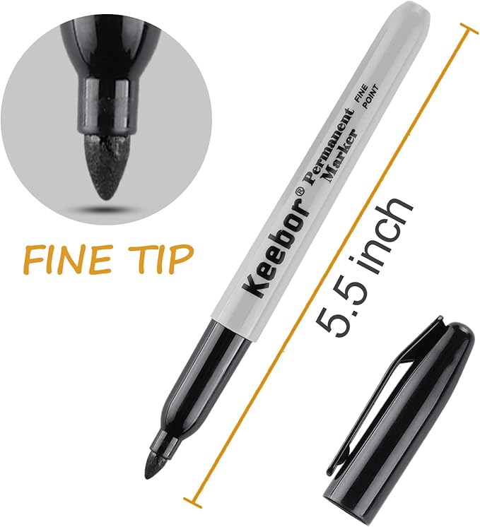 Keebor Black Permanent Markers Bulk of 100 Pack, Fine Point Permanent Marker Set - Image 2