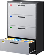 PEUKC 4 Drawer File Cabinet, Lateral Filing Cabinets