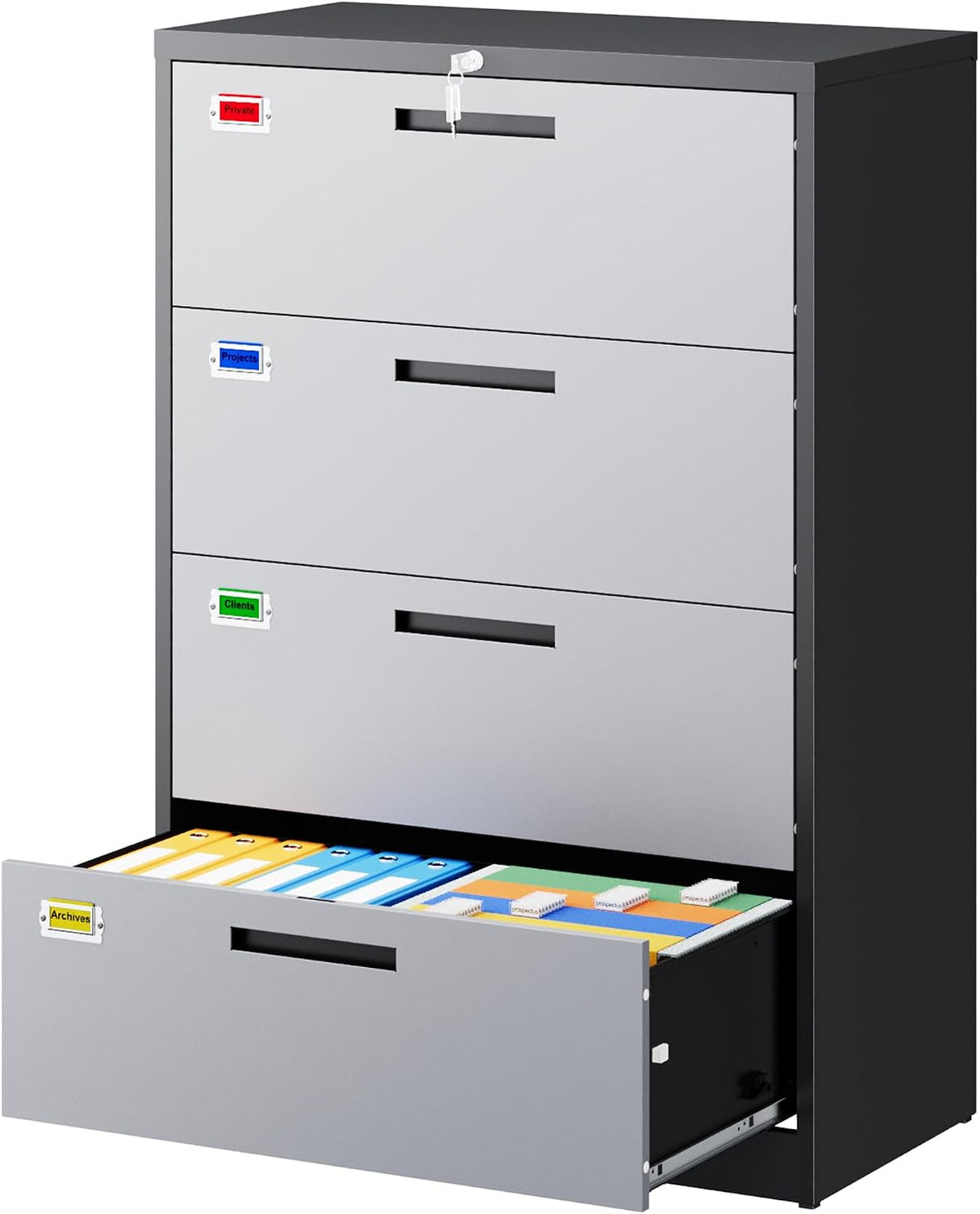 PEUKC 4 Drawer File Cabinet, Lateral Filing Cabinets