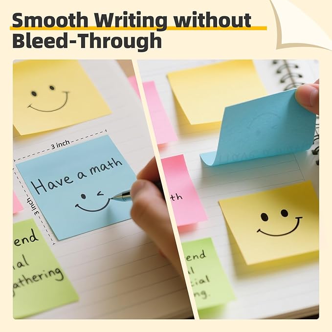 HappyHapi Sticky Notes 3x3 Inch 2800 Sheets, 28 Pack 100 Sheets/Pad, 4 Soft - Image 4
