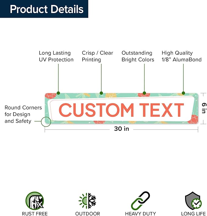 Custom Sign, Custom Street Sign, 11 Font Colors, 13 Font Styles, 4 Hole Options - Image 6