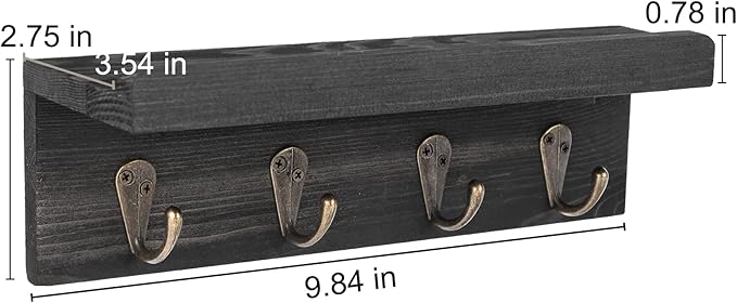 HRONRAD Rustic Key Holder for Wall, Farmhouse Wall Shelf - Image 6