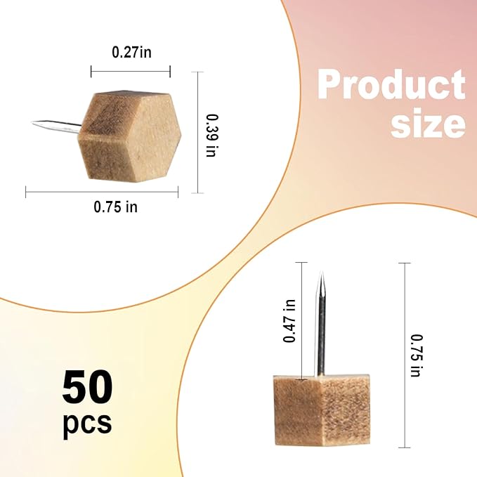 Decorative Push Pins, Wooden Push Pins - Image 2