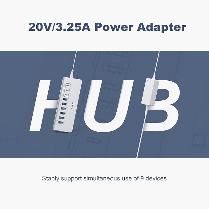 Powered USB Hub 10Gbps, intpw 9-Port USB 3.2 Hub, USB C Hub - Image 7