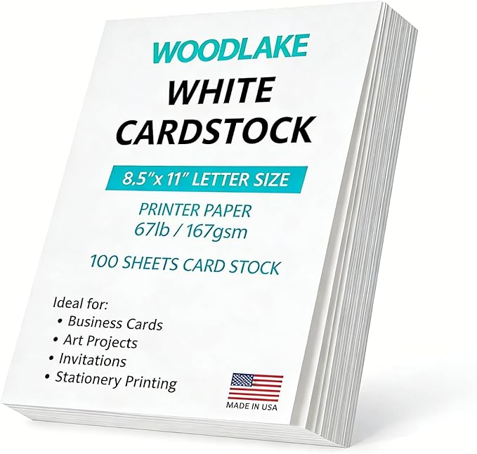 Woodlake White Cardstock Paper, 67lb/167gsm Index Card stock, 8.5" x 11" Letter by Unknown