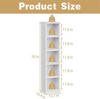 blini 5-Shelf Narrow Bookcase White Wooden Tall Bookshelves Floor Standing - Image 2