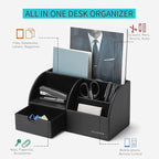 Vlando Office Desk Organizer Leather Desktop Organizer Caddy - Image 2