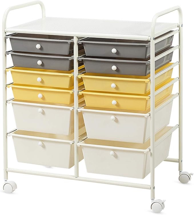 Giantex 12 Drawer Rolling Storage Cart Tools Scrapbook Paper Office School - Image 9