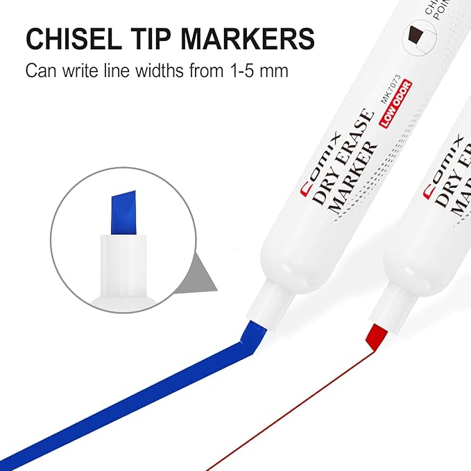Comix Dry Erase Markers, Chisel Tip Whiteboard Markers, School Supplies - Image 3